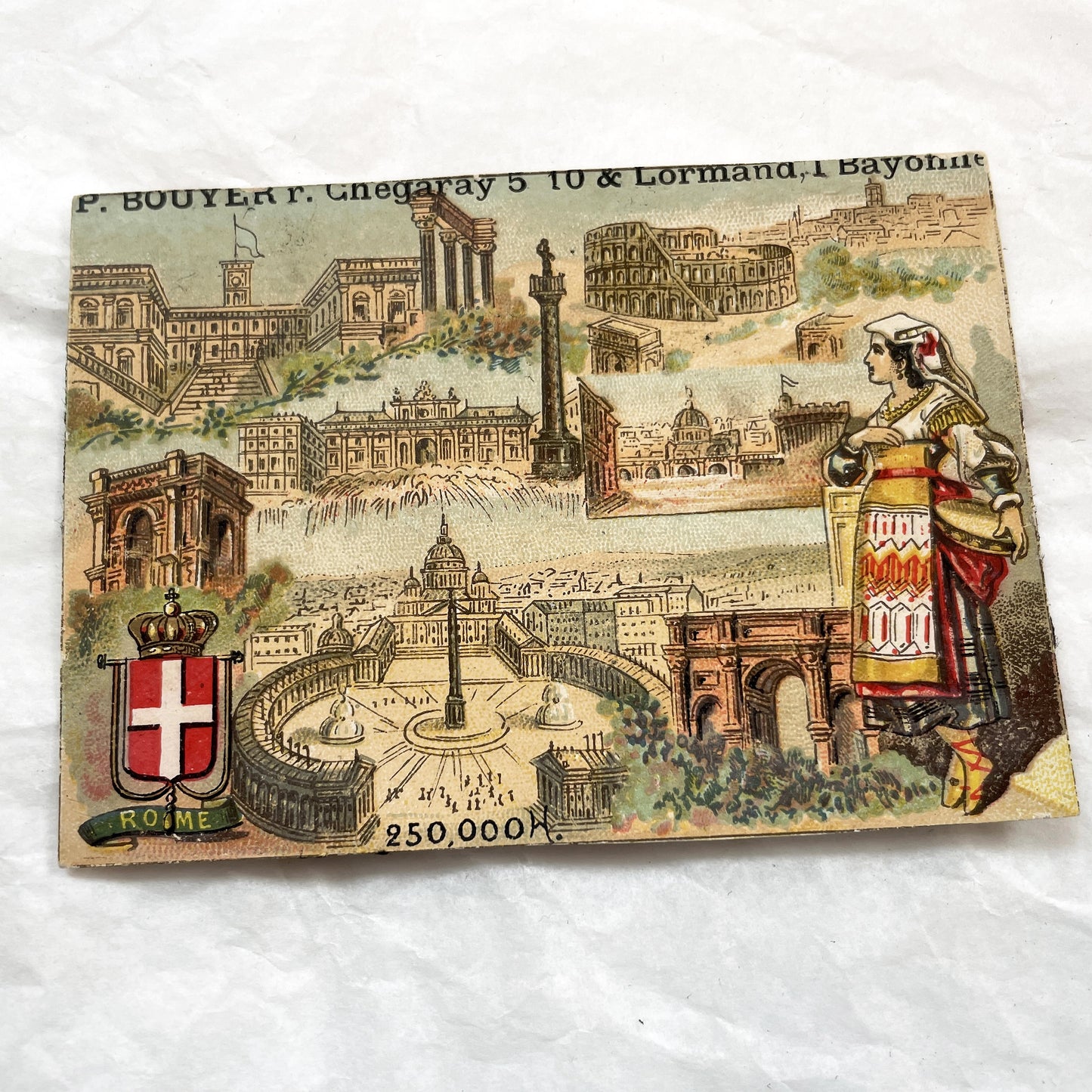 Late 19th - Antique French Chromo Cards - European City Souvenir Collection - Rome Brussels Madrid St Petersburg Geneva - Trade Card
