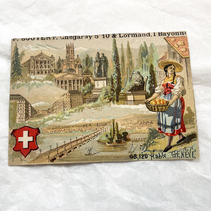 Late 19th - Antique French Chromo Cards - European City Souvenir Collection - Rome Brussels Madrid St Petersburg Geneva - Trade Card