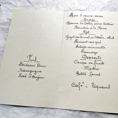 1950s - Vintage French Wedding Menu - 1954 Marriage Celebration - Gilberte & Julien - Original Collectible Ephemera