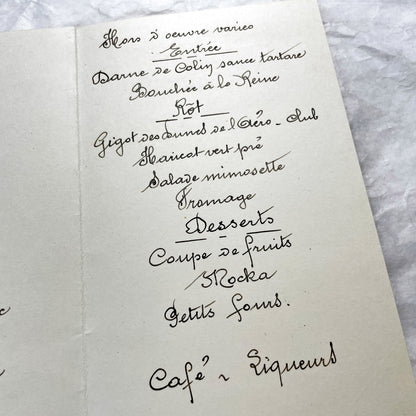 1950s - Vintage French Wedding Menu - 1954 Marriage Celebration - Gilberte & Julien - Original Collectible Ephemera