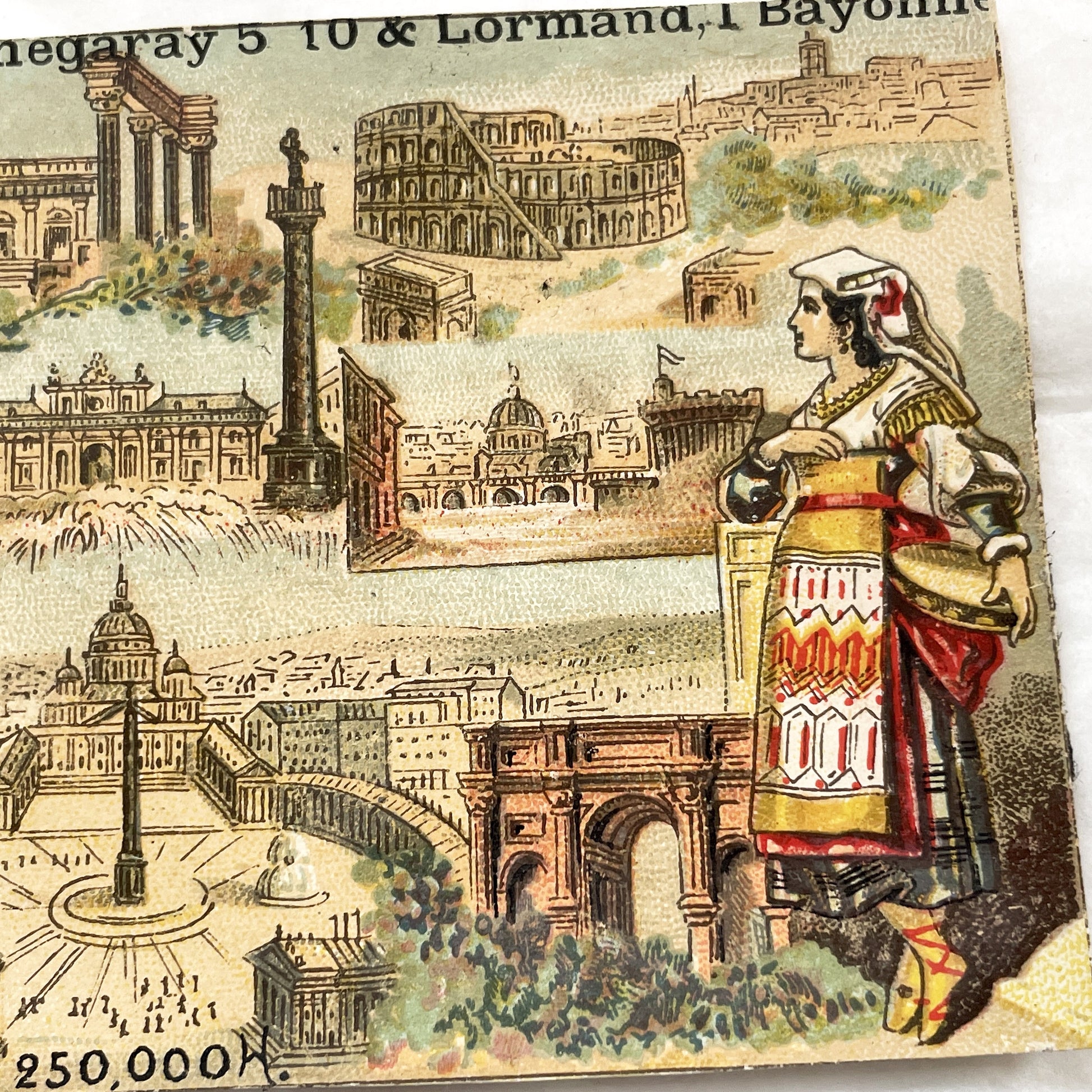 Late 19th - Antique French Chromo Cards - European City Souvenir Collection - Rome Brussels Madrid St Petersburg Geneva - Trade Card