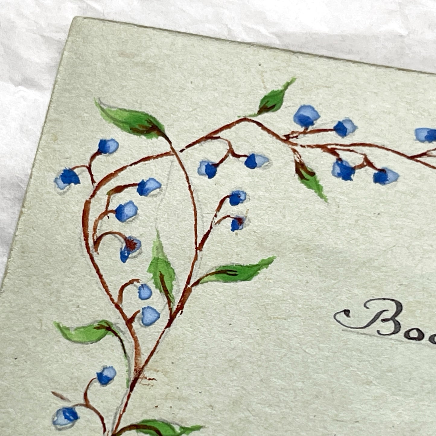 1950s - Vintage French Menu Card - Hand Painted Floral Design - Classic French Cuisine Dinner - Collectible Ephemera