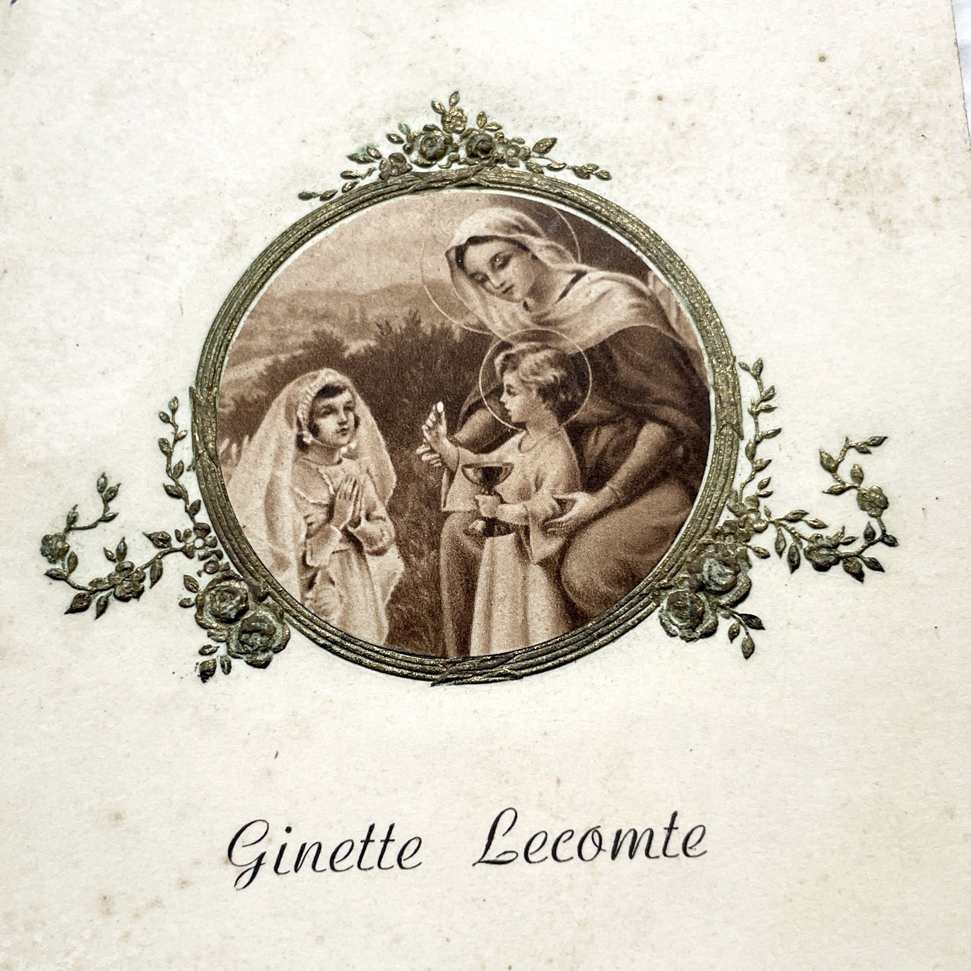 1950s - Vintage French First Communion Menu Card - Religious Art - Souvenir - Post-War French Cuisine - Antique Ephemera