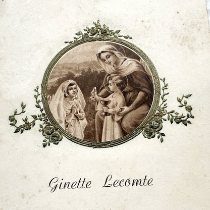 1950s - Vintage French First Communion Menu Card - Religious Art - Souvenir - Post-War French Cuisine - Antique Ephemera