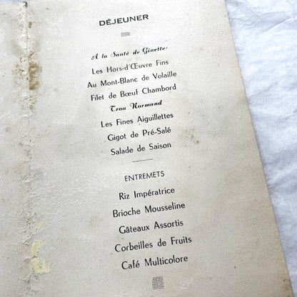 1950s - Vintage French First Communion Menu Card - Religious Art - Souvenir - Post-War French Cuisine - Antique Ephemera