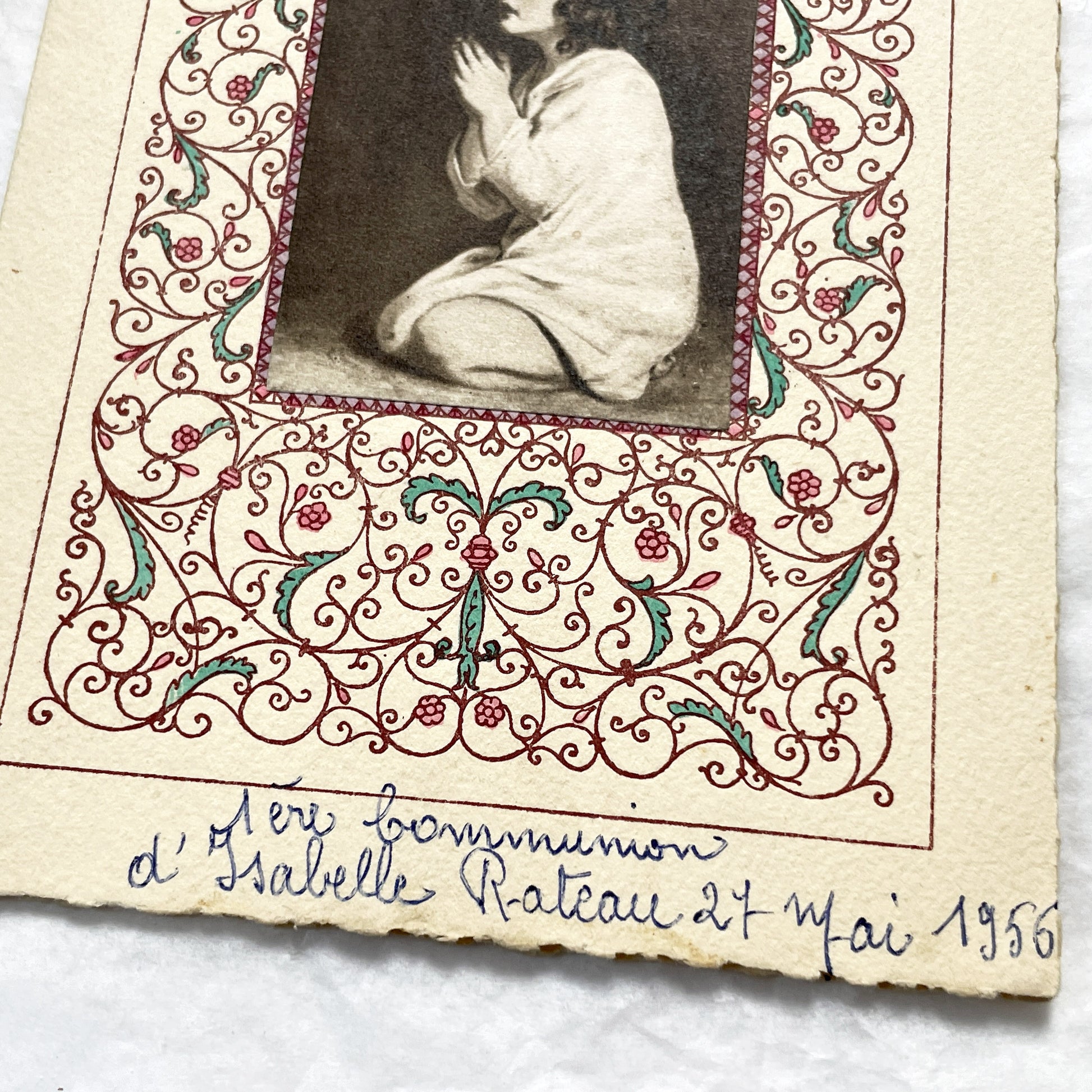 1950s - Vintage French First Communion Card & Celebration Menu - 1956 - Event Ephemera Rare Paper Collectible