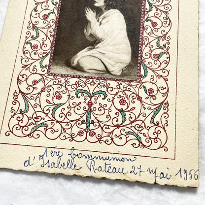 1950s - Vintage French First Communion Card & Celebration Menu - 1956 - Event Ephemera Rare Paper Collectible