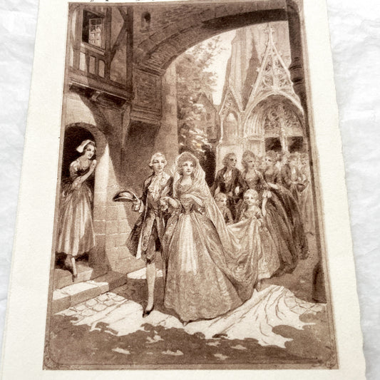 1950s - Vintage French Wedding Menu - 1951 Marriage Celebration - Elegant Illustration - Flers Imprint - Culinary History