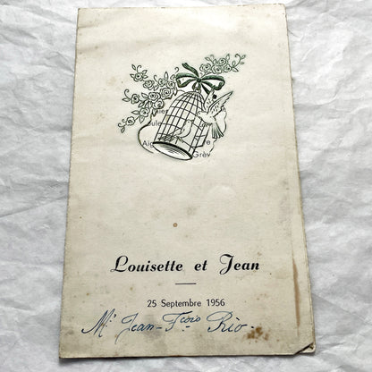 1950s - Two Vintage French Wedding Menus - Collectible Mid-Century Bridal Ephemera - Set of Two Antique Ceremony Documents