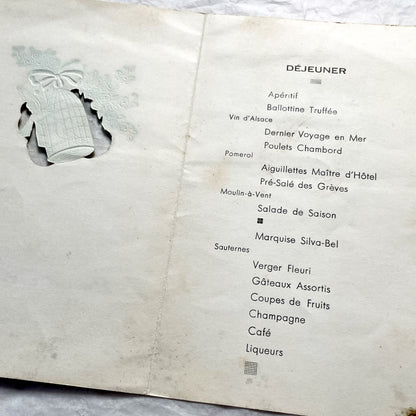 1950s - Two Vintage French Wedding Menus - Collectible Mid-Century Bridal Ephemera - Set of Two Antique Ceremony Documents