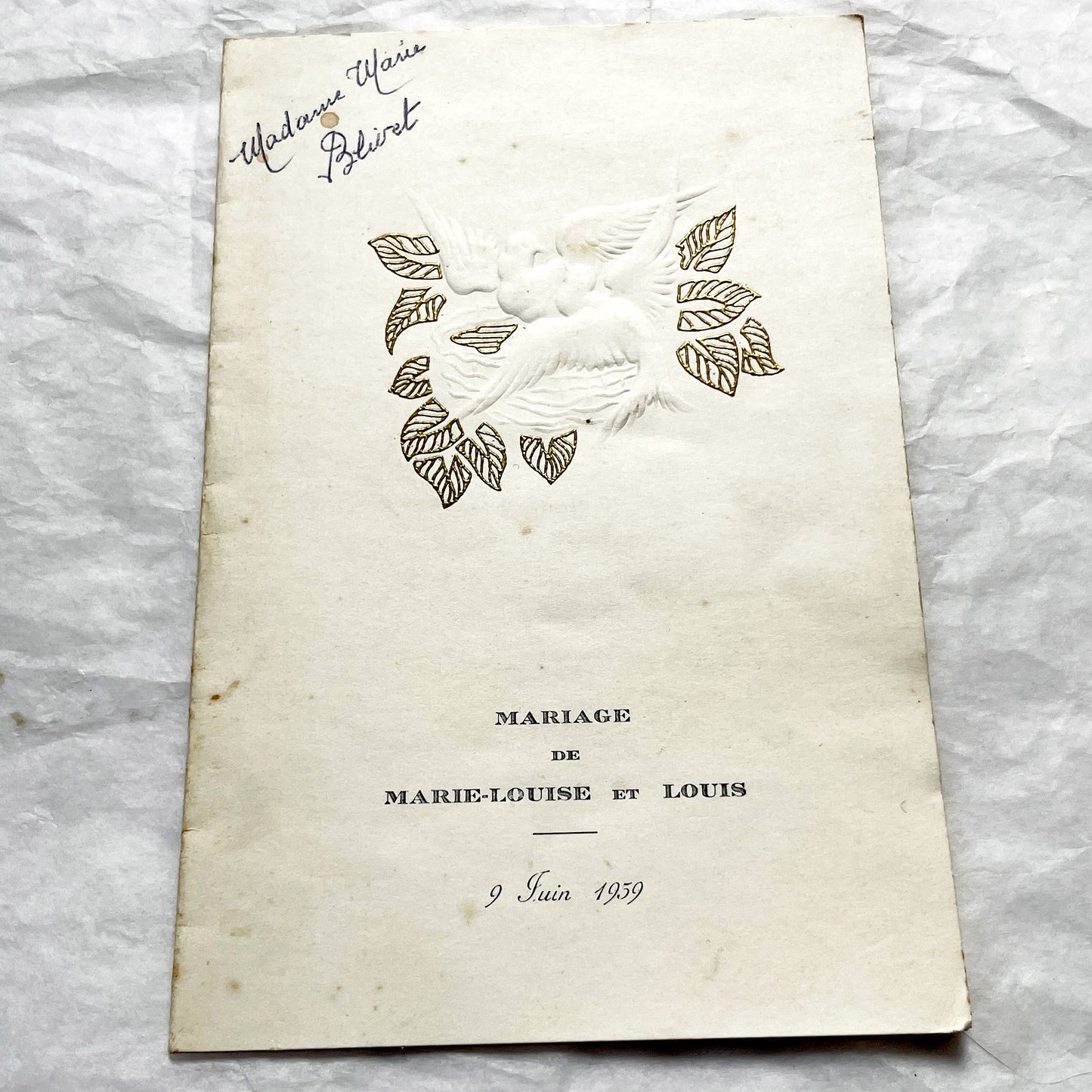 1950s - Two Vintage French Wedding Menus - Collectible Mid-Century Bridal Ephemera - Set of Two Antique Ceremony Documents