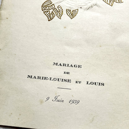 1950s - Two Vintage French Wedding Menus - Collectible Mid-Century Bridal Ephemera - Set of Two Antique Ceremony Documents