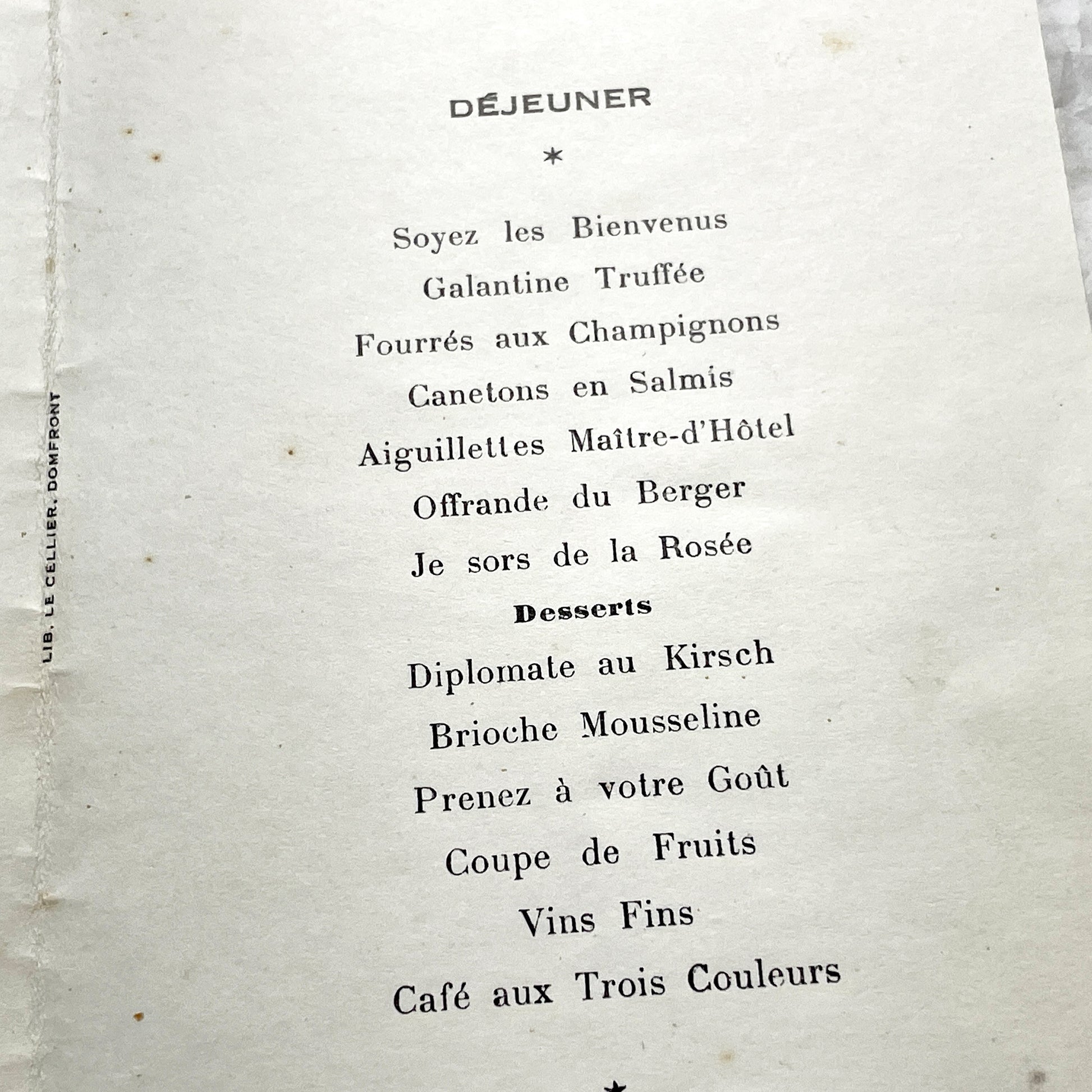 1950s - Two Vintage French Wedding Menus - Collectible Mid-Century Bridal Ephemera - Set of Two Antique Ceremony Documents