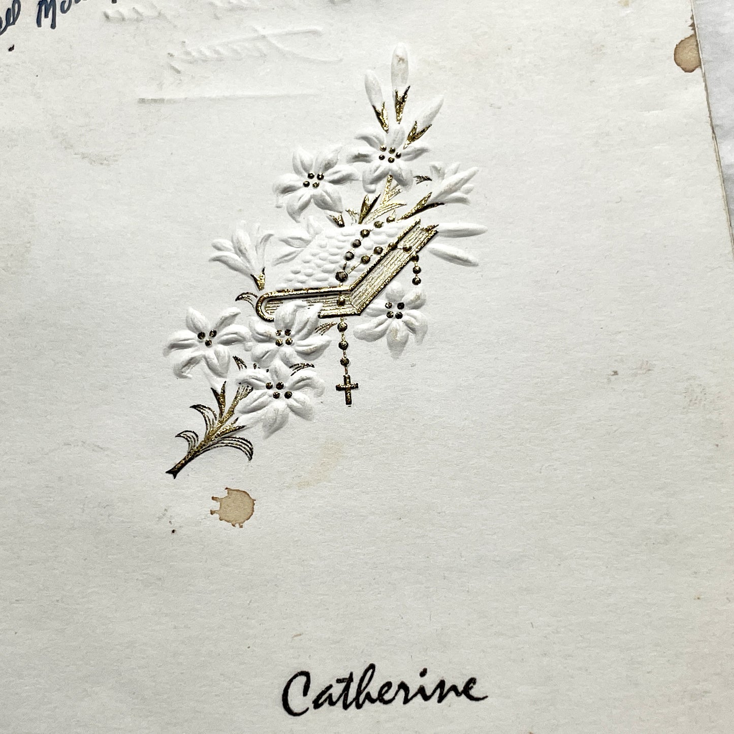 1950s - Two Vintage French Religious Celebration Menu - First Communion - Elegant Embossed Design - Dinner And Lunch Dishes
