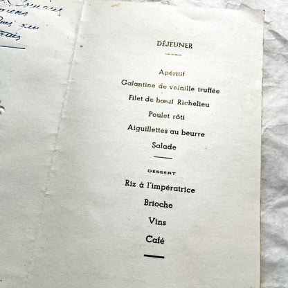1950s - Two Vintage French Religious Celebration Menu - First Communion - Elegant Embossed Design - Dinner And Lunch Dishes