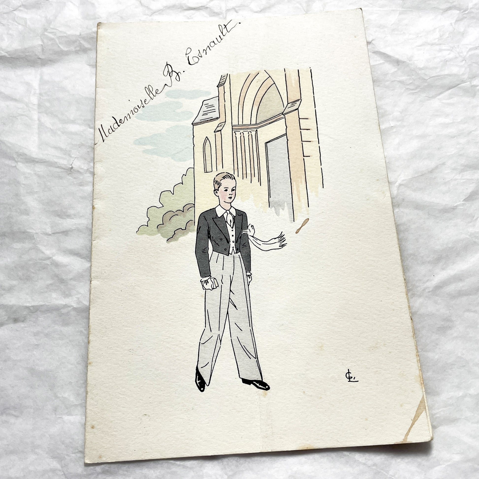 1950s - Two Vintage French Religious Celebration Menu - First Communion - Elegant Embossed Design - Dinner And Lunch Dishes