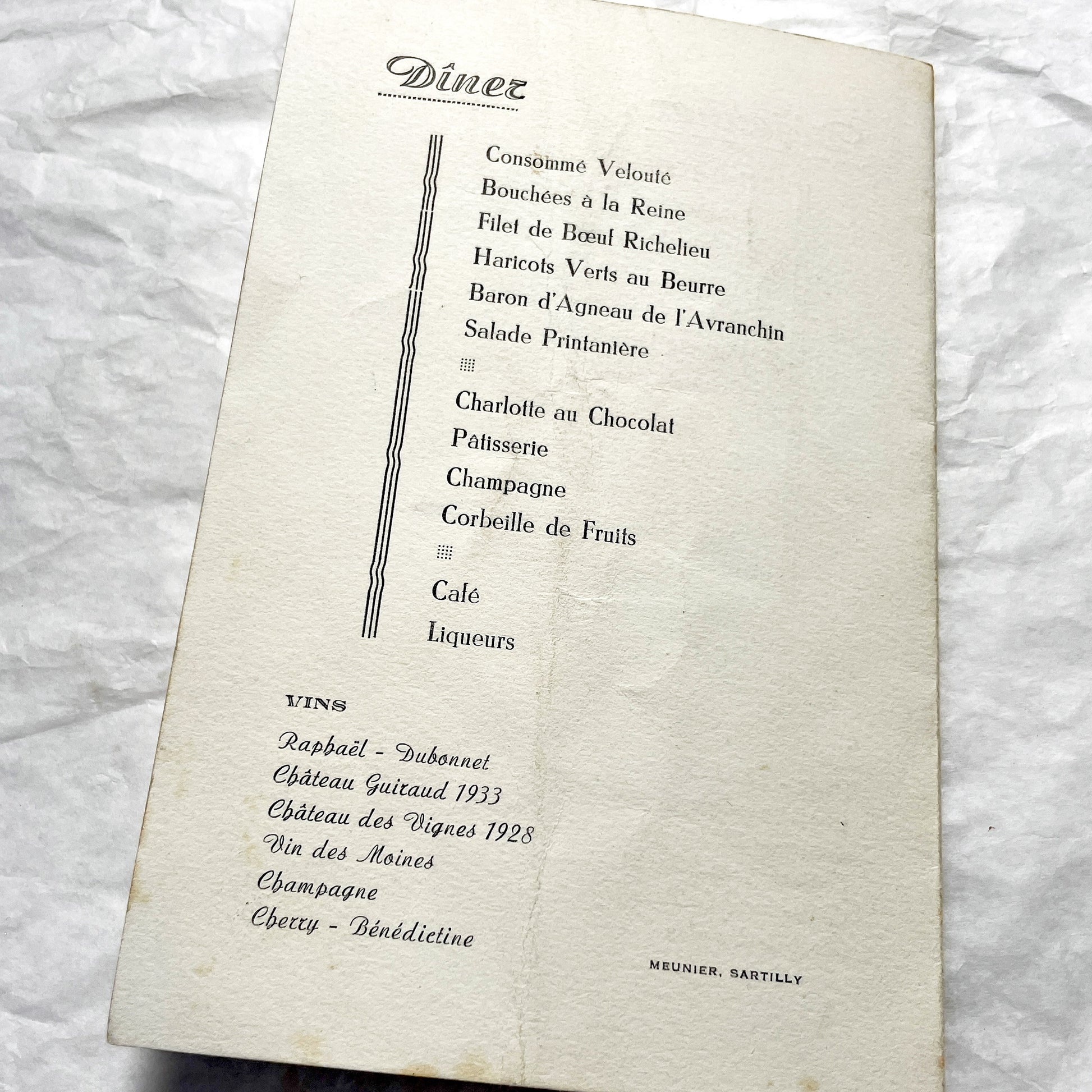 1950s - Two Vintage French Religious Celebration Menu - First Communion - Elegant Embossed Design - Dinner And Lunch Dishes