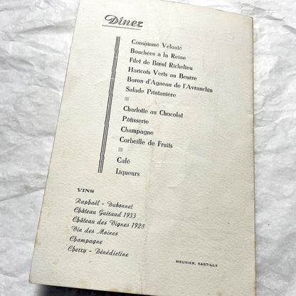 1950s - Two Vintage French Religious Celebration Menu - First Communion - Elegant Embossed Design - Dinner And Lunch Dishes
