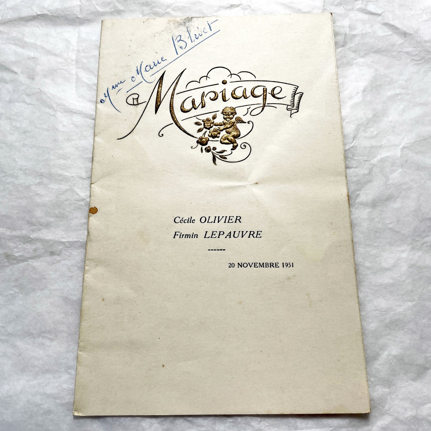 1950s - Two Vintage French Menus - Wedding Menu - Communion Menu - Vintage Collectible Paper Ephemera