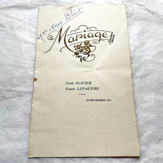 1950s - Two Vintage French Menus - Wedding Menu - Communion Menu - Vintage Collectible Paper Ephemera