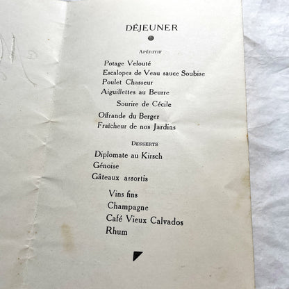1950s - Two Vintage French Menus - Wedding Menu - Communion Menu - Vintage Collectible Paper Ephemera