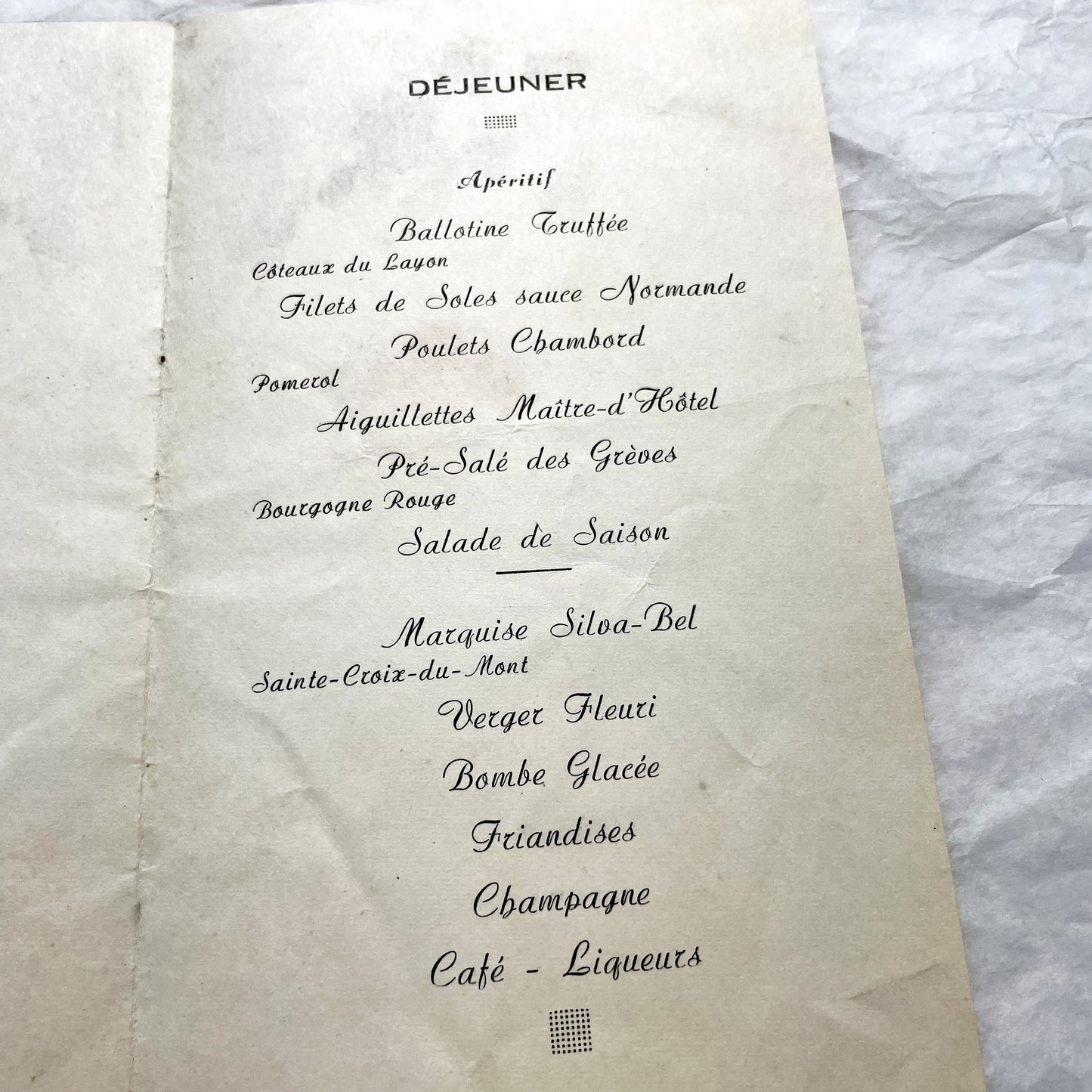 1950s - Two Vintage French Menus - Wedding Menu - Communion Menu - Vintage Collectible Paper Ephemera