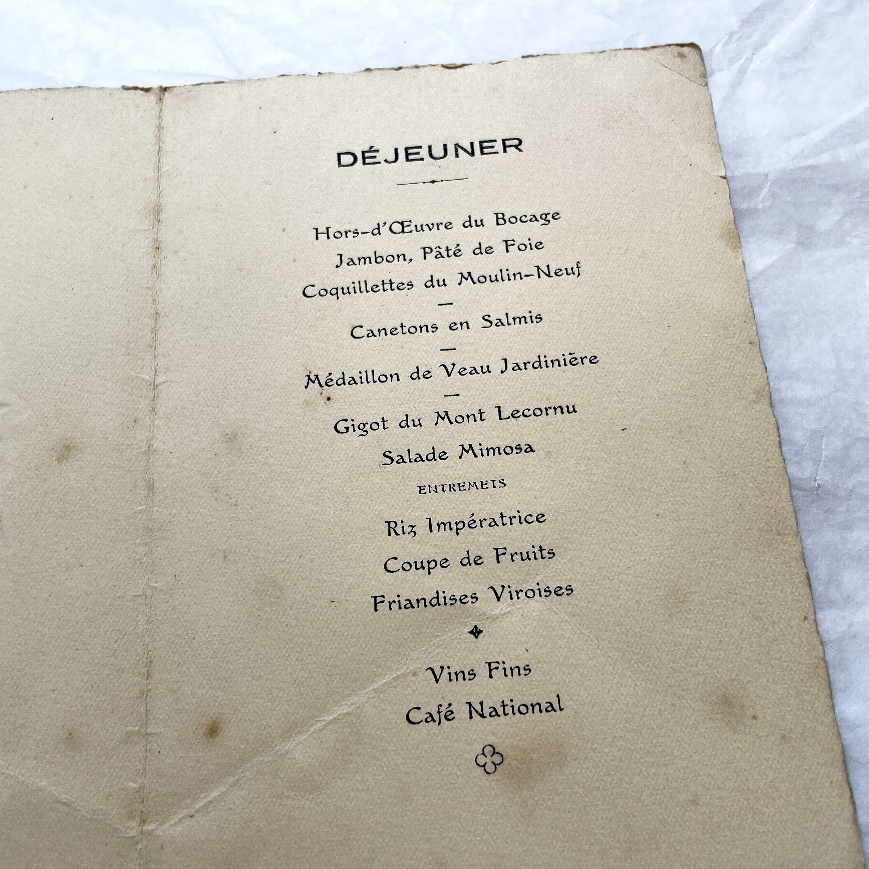 1940s French Wedding Menu - Post WWII - Embossed – Authentic Wonders