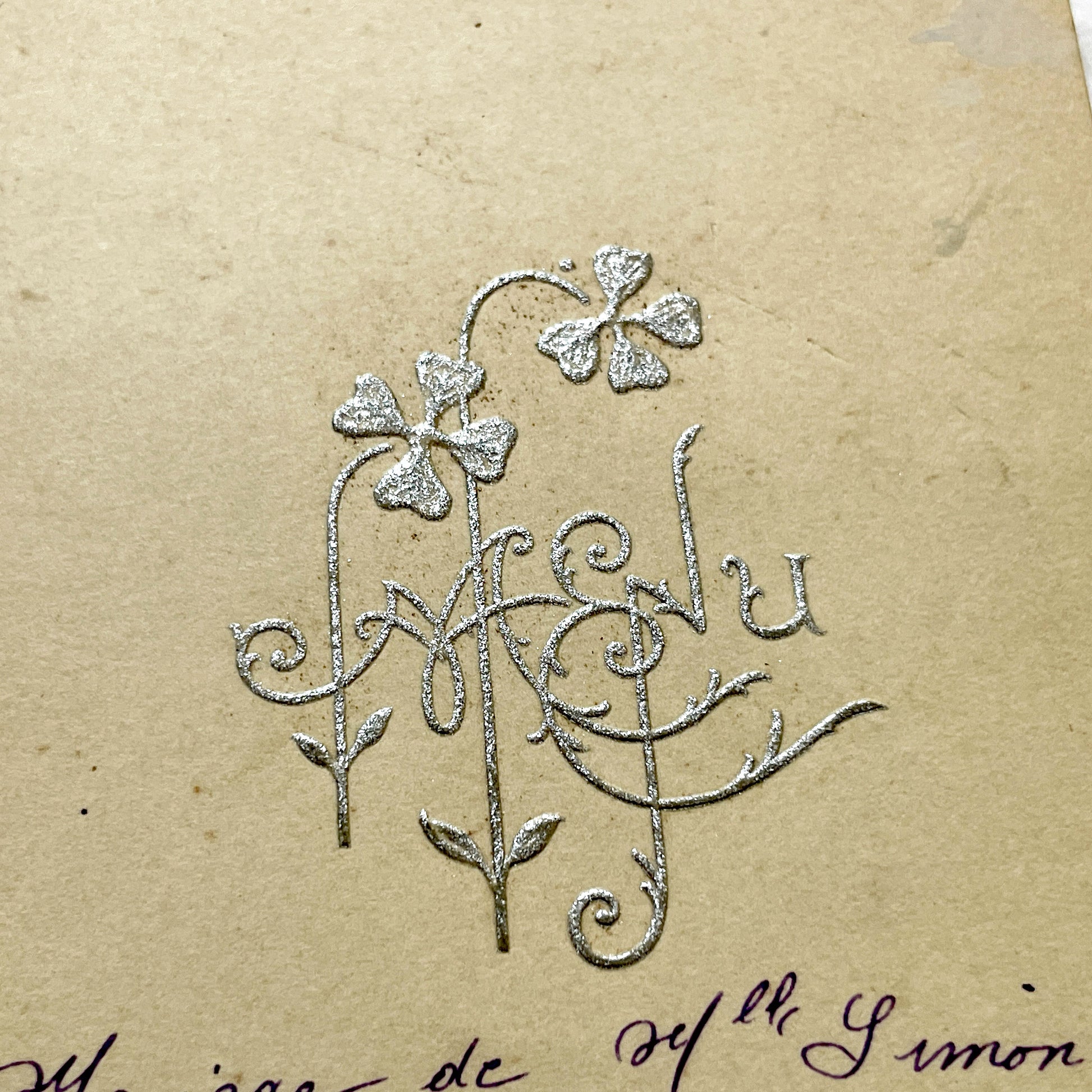 1940s - Vintage French Wedding Menu Card - Antique Bridal Dinner Lunch - Special Event Ephemera - 1947 - Simone and Marcel Marriage