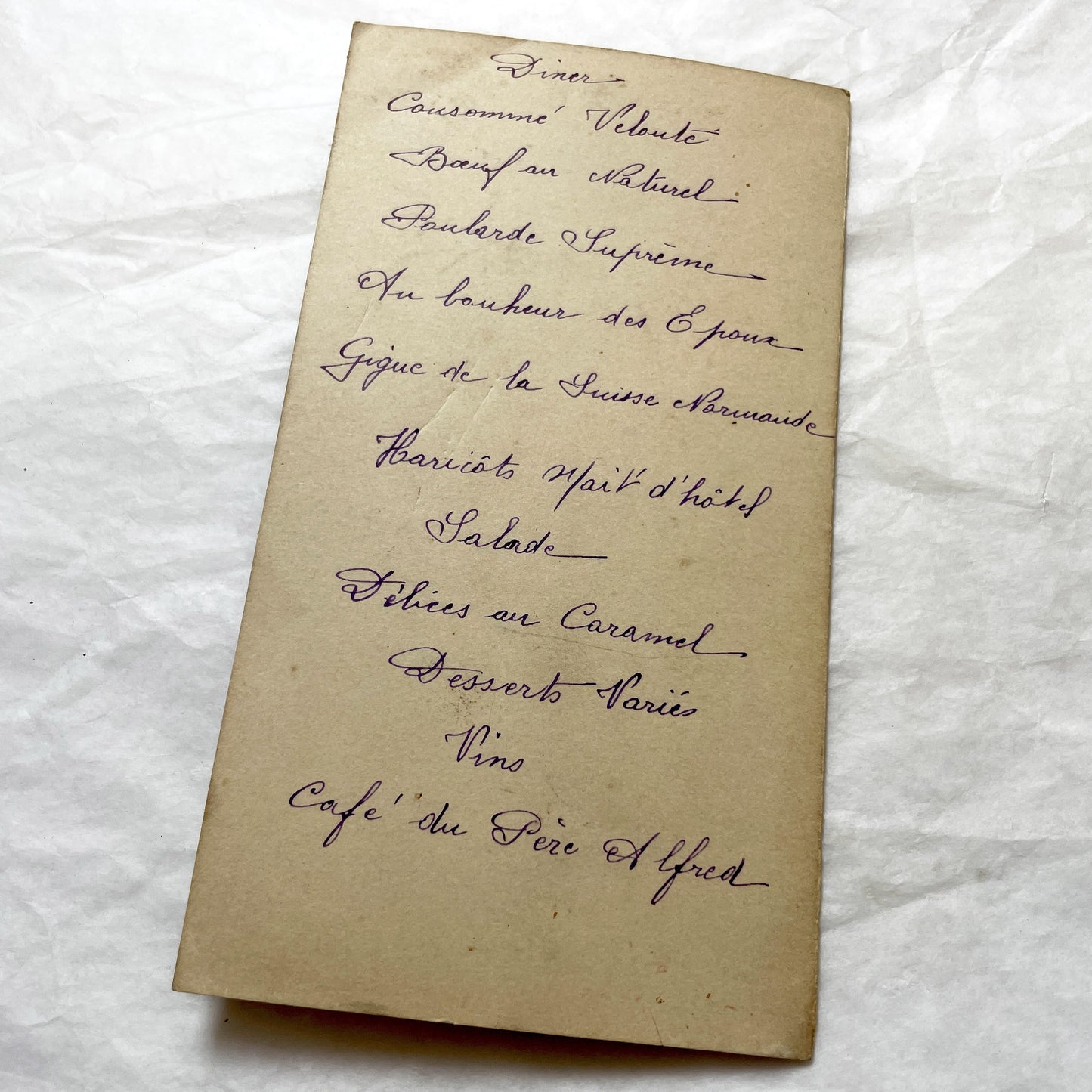 1940s - Vintage French Wedding Menu Card - Antique Bridal Dinner Lunch - Special Event Ephemera - 1947 - Simone and Marcel Marriage