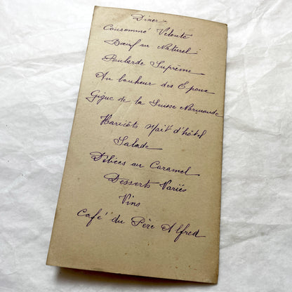 1940s - Vintage French Wedding Menu Card - Antique Bridal Dinner Lunch - Special Event Ephemera - 1947 - Simone and Marcel Marriage