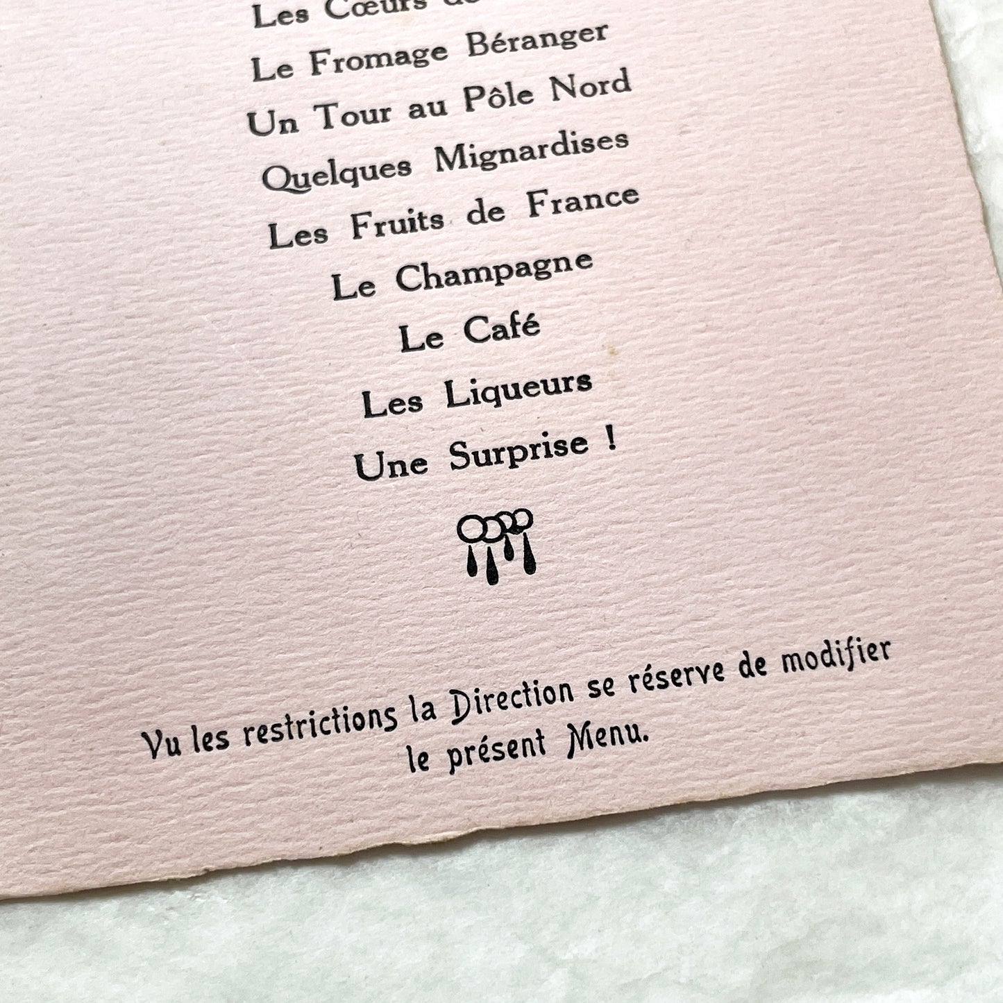 1940s - French Vintage Silver Wedding Anniversary Menu - 1945 Post War Event - Historical Culinary Document - Elegant Pink Cardstock
