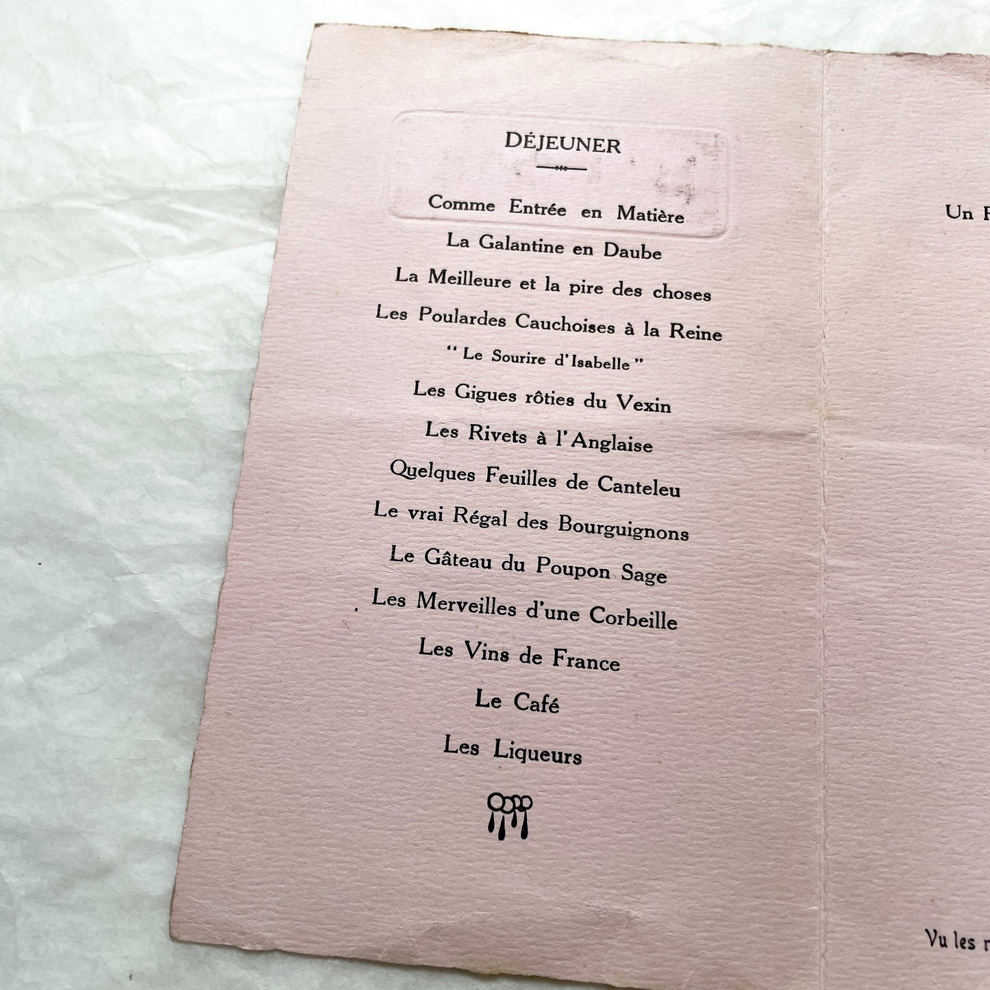1940s - Vintage French Menu Card - 1945 Baptism & Silver Wedding - Post-War Celebration Ephemera - Historical Event Document