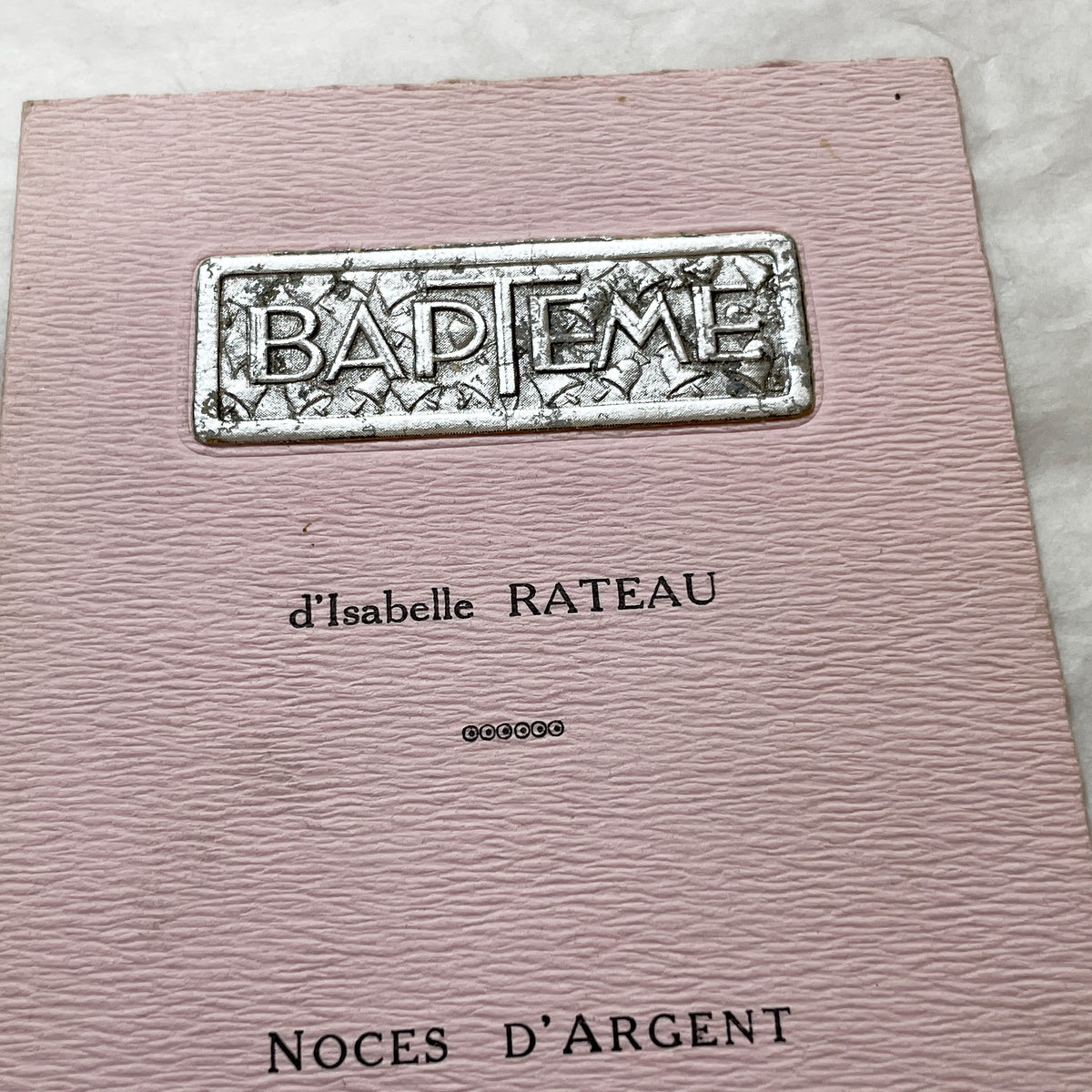 1940s - French Vintage Menu Card - Baptism Isabelle Rateau - Silver Wedding Coupigny - Post-War France Paper Ephemera - Dated 1945