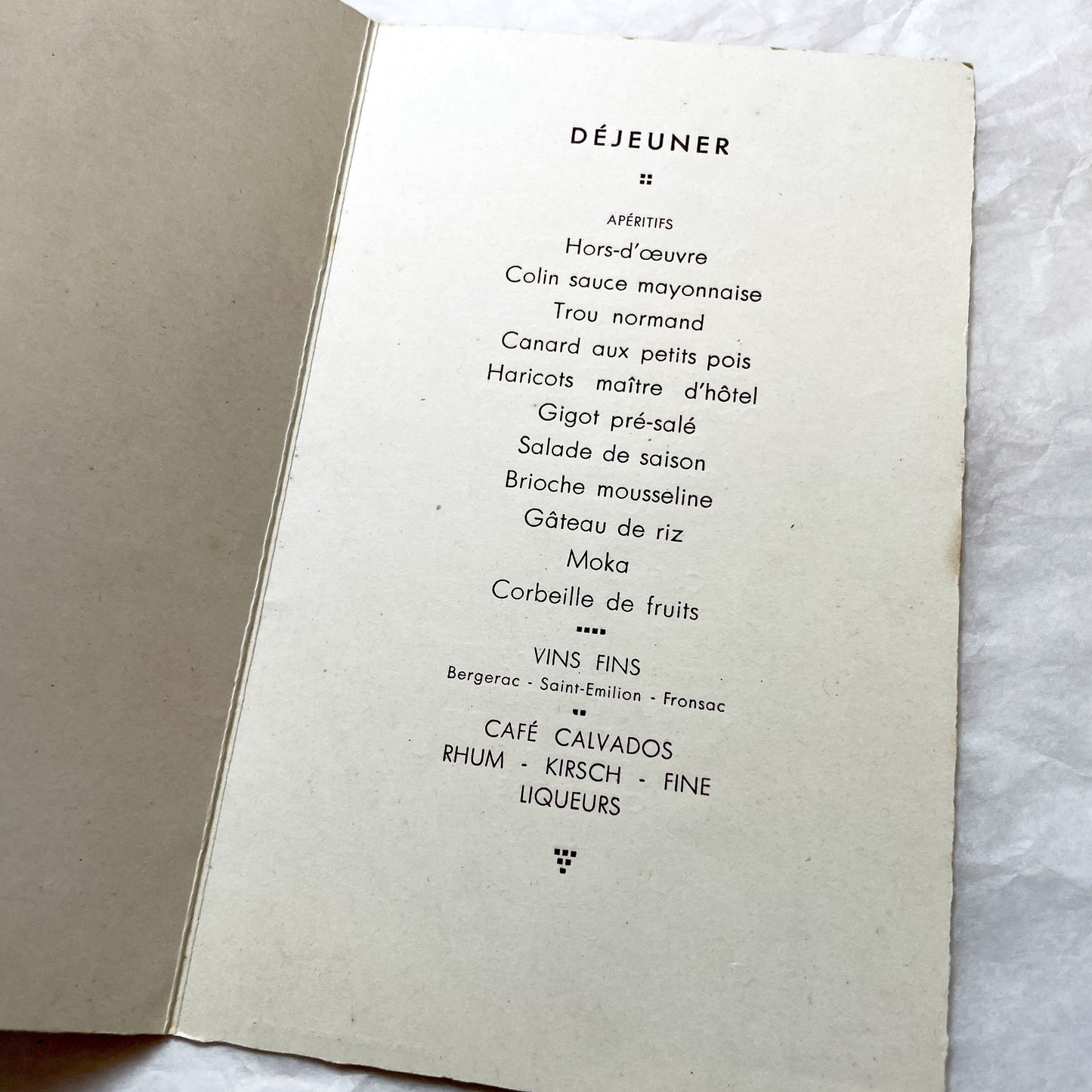 1940s - Vintage French Wedding Celebration Menu - Paulette and Bernard Marriage - Elegant Post-War Document - Historical Culinary Ephemera