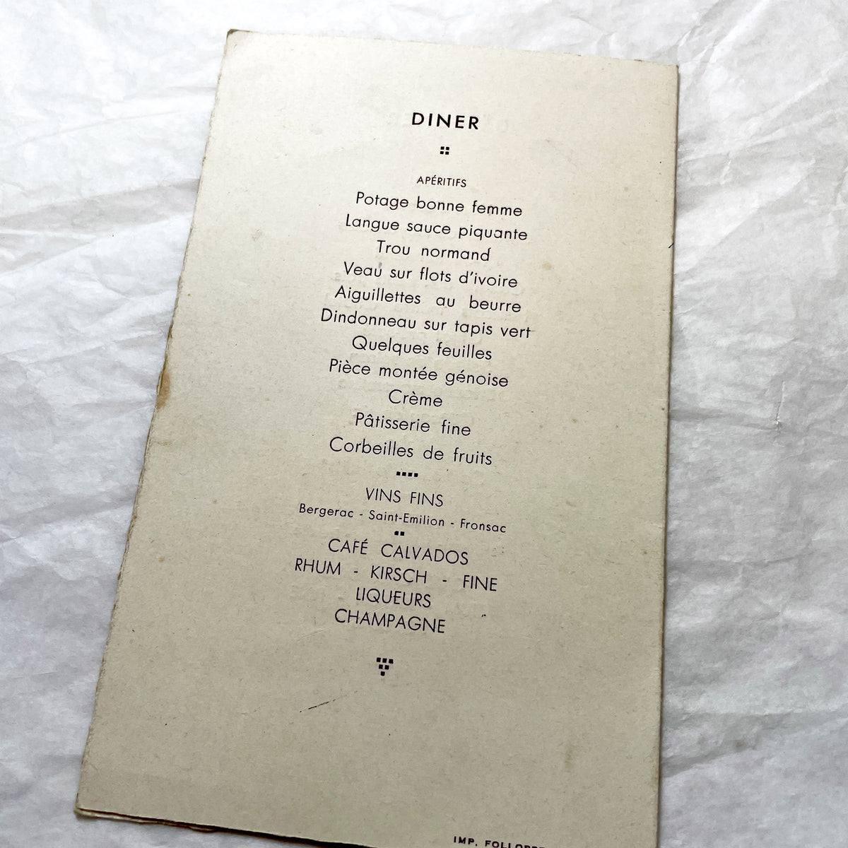 1940s - Vintage French Wedding Celebration Menu - Paulette and Bernard Marriage - Elegant Post-War Document - Historical Culinary Ephemera