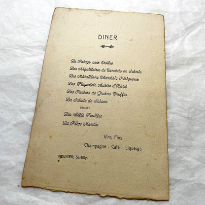 1940s - Vintage French Wedding Menu - Sartilly France - Post War Celebration Memorabilia - Historical Dining Ephemera from 1945