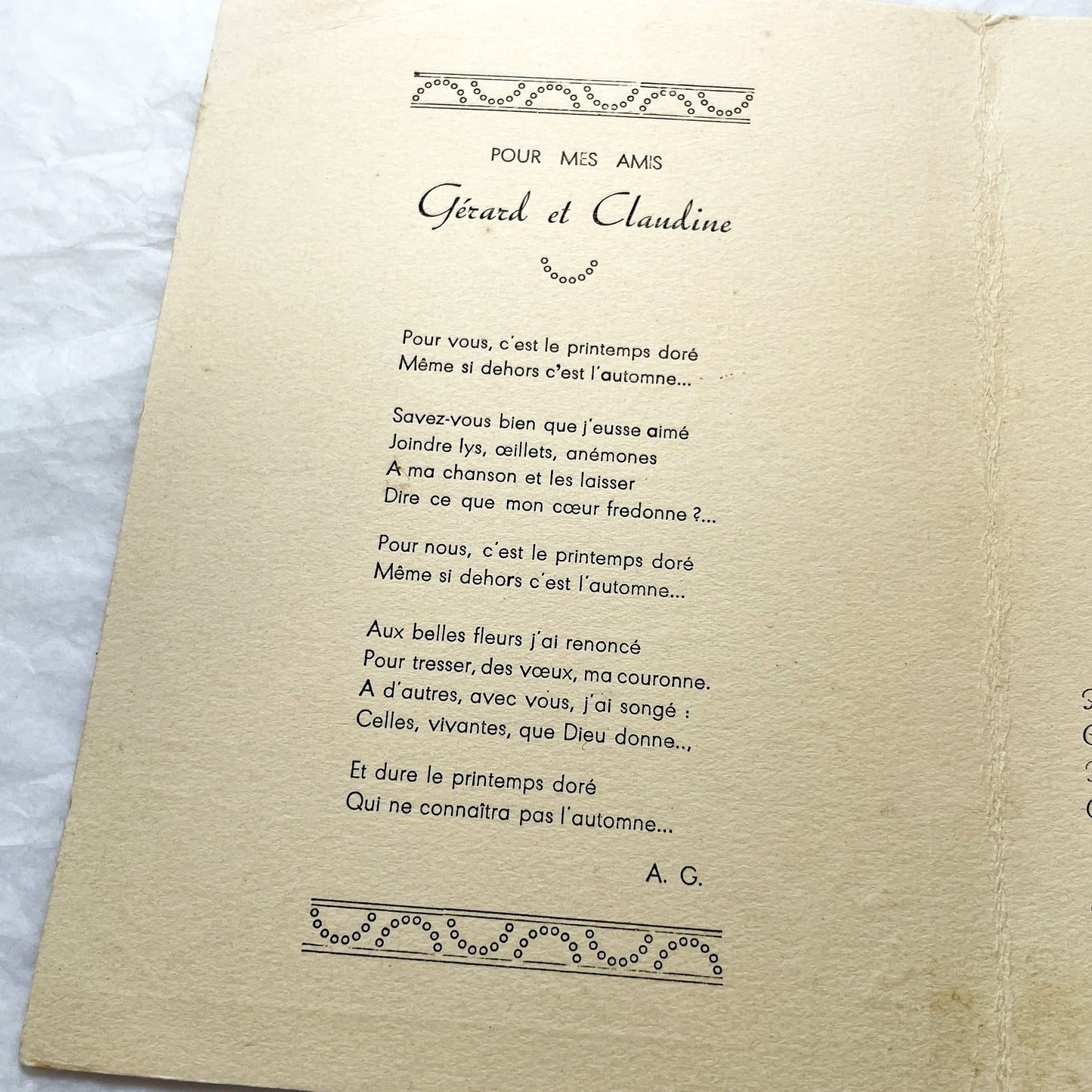 1940s - Vintage French Menu - Poem Booklet - 1944 WWII Era Lunch Program - Artistic Illustration - Historical Dining Memento