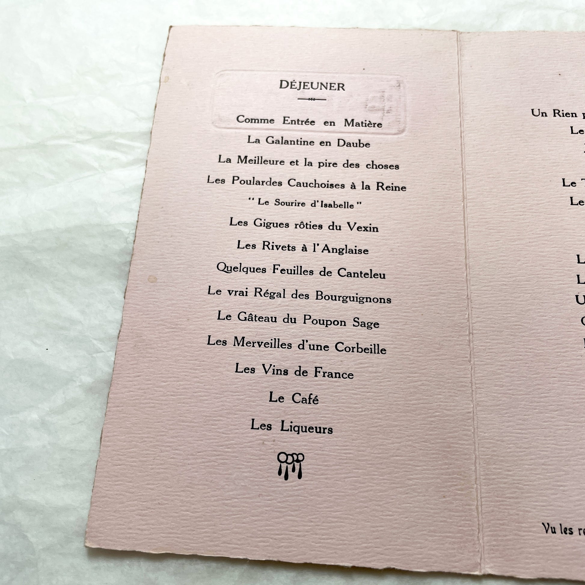 1940s - Rare French Double Celebration Menu - 1945 Baptism Silver Wedding Anniversary - Post WWII Rationing Collectible