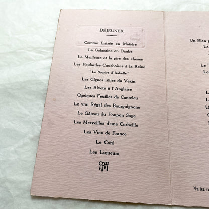 1940s - Rare French Double Celebration Menu - 1945 Baptism Silver Wedding Anniversary - Post WWII Rationing Collectible