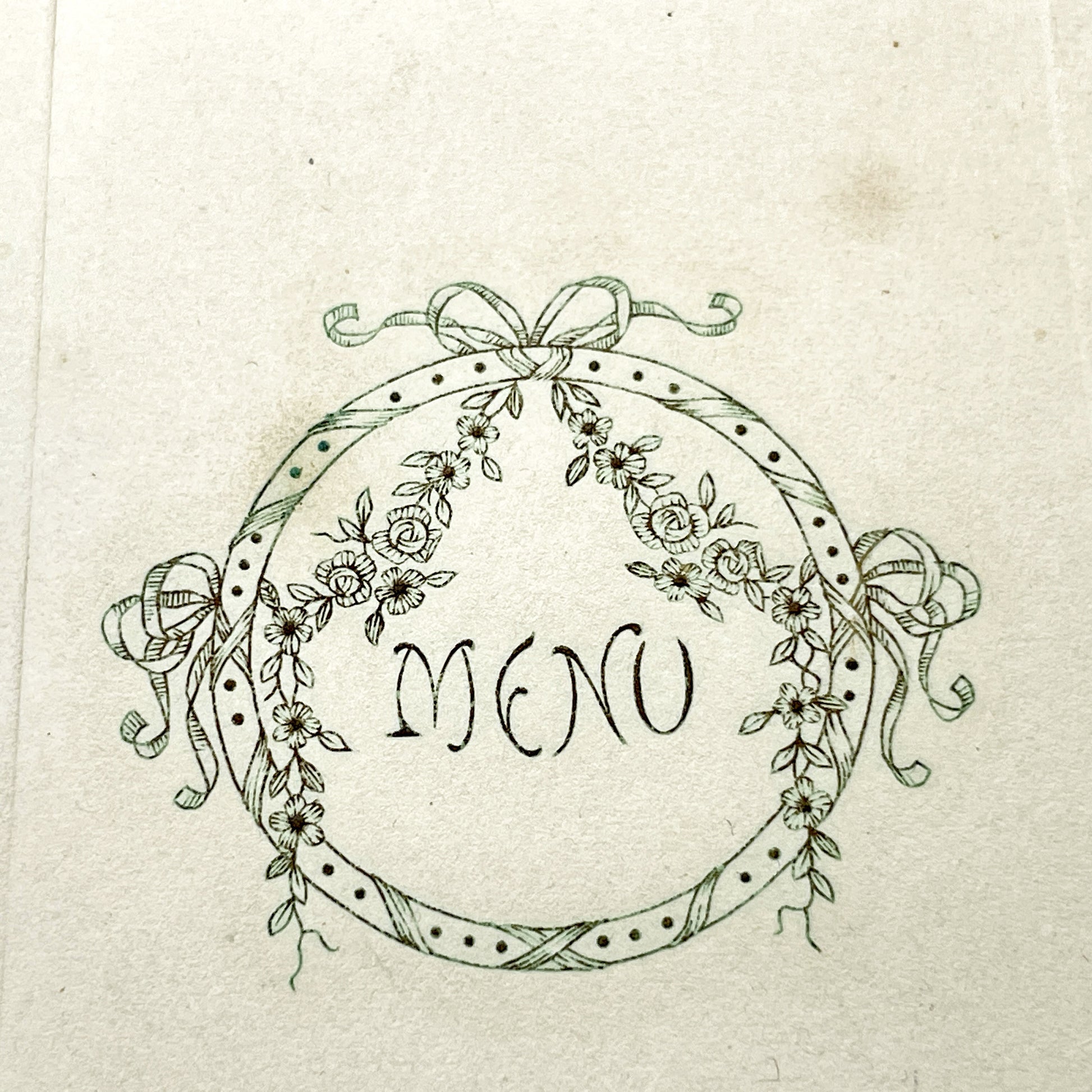 1940s - Vintage French Menu Card - Marthe and Daniel Wedding Reception Meal - September 8, 1947 - Antique Paper Ephemera Collectible