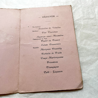 1940s - Vintage French Wedding Menu - 1942 Marriage Program - Historical Paper Ephemera - Robert and Solange Celebration Keepsake