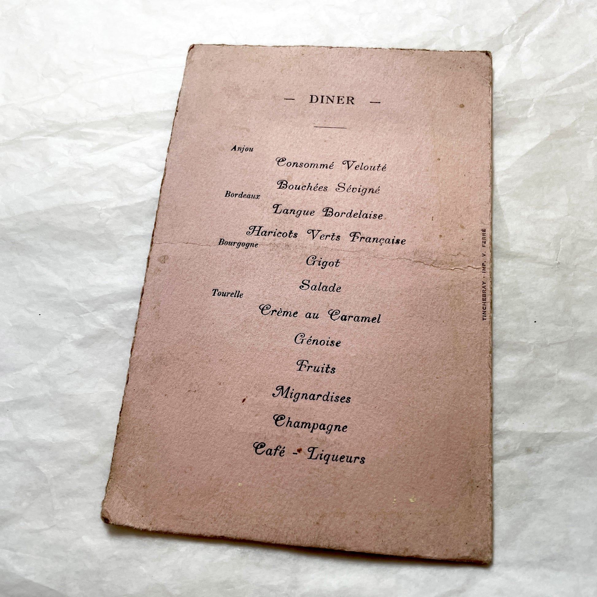 1940s - Vintage French Wedding Menu - 1942 Marriage Program - Historical Paper Ephemera - Robert and Solange Celebration Keepsake