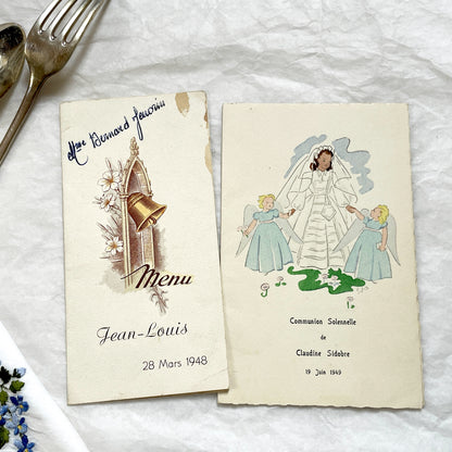 1940s - Vintage French Menu Cards - Elegant Dining Ephemera - Post-War Celebration Memorabilia - Collectible European Printables
