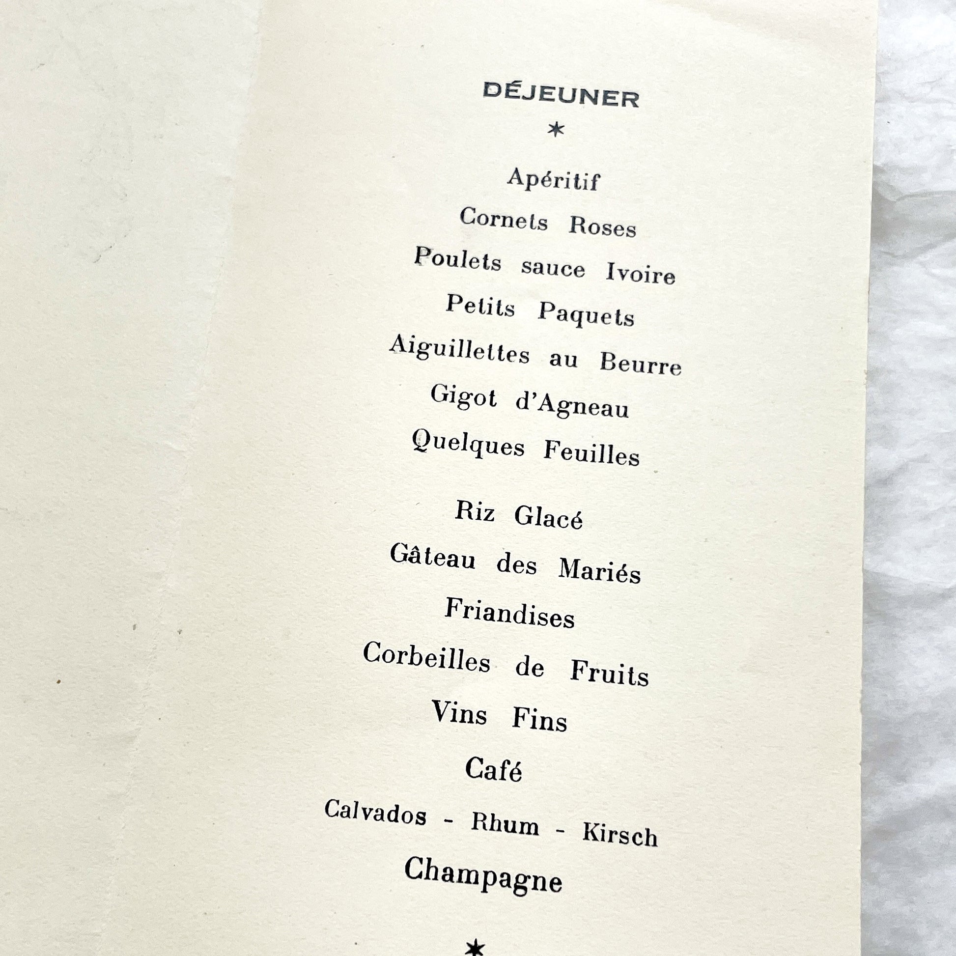 1940s - Vintage French Wedding Menus - Elegant Bridal Celebration Ephemera - Classic French Cuisine Dining Experience Collectible