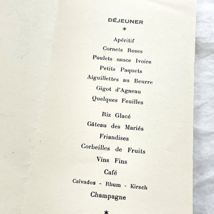 1940s - Vintage French Wedding Menus - Elegant Bridal Celebration Ephemera - Classic French Cuisine Dining Experience Collectible