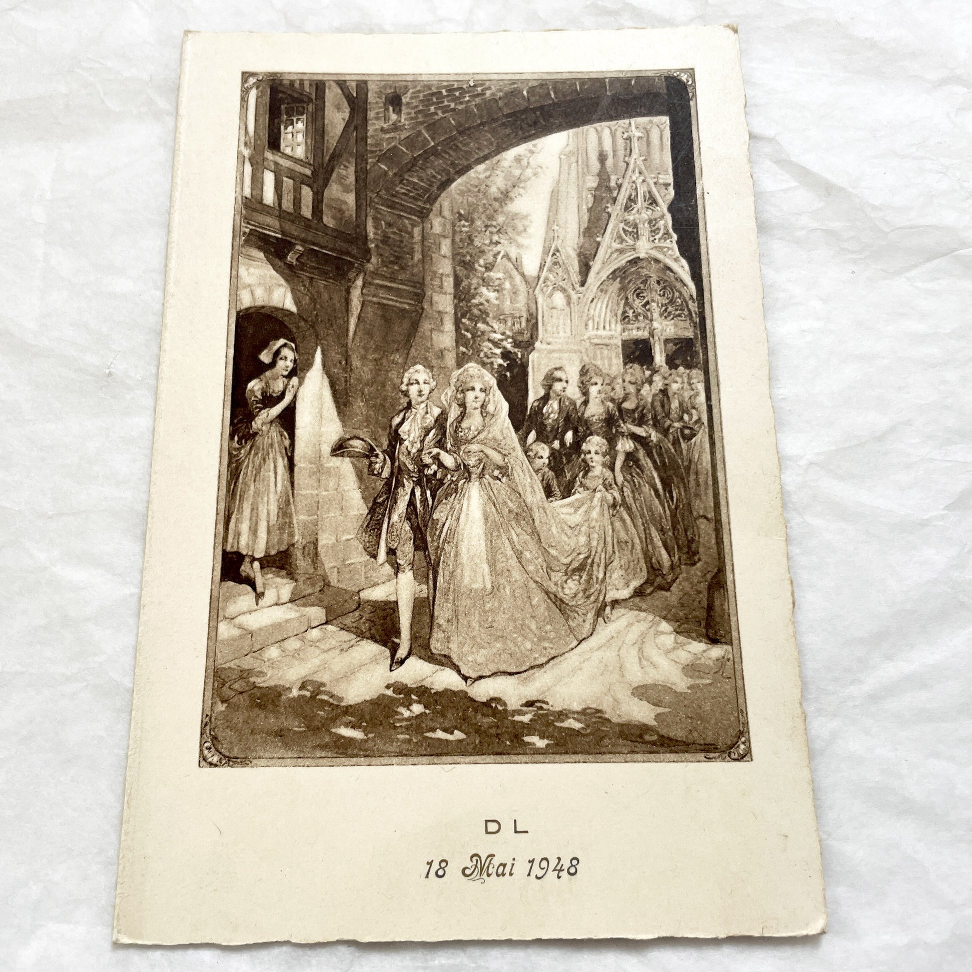 1940s - Two Vintage French Wedding Menus - Antique Ephemera - Celebration Dinner Lunch Wines - Old Paper Memorabilia
