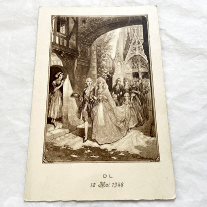 1940s - Two Vintage French Wedding Menus - Antique Ephemera - Celebration Dinner Lunch Wines - Old Paper Memorabilia