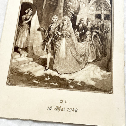 1940s - Two Vintage French Wedding Menus - Antique Ephemera - Celebration Dinner Lunch Wines - Old Paper Memorabilia