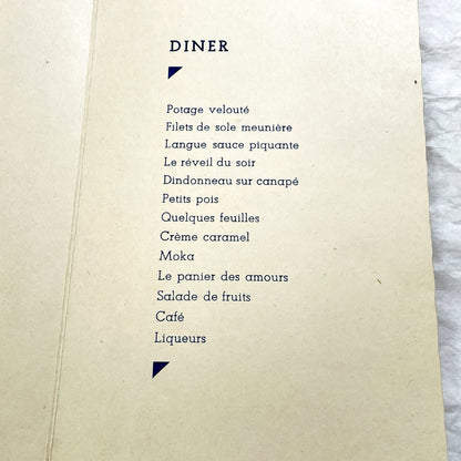 1940s - Two Vintage French Wedding Menus - Antique Ephemera - Celebration Dinner Lunch Wines - Old Paper Memorabilia