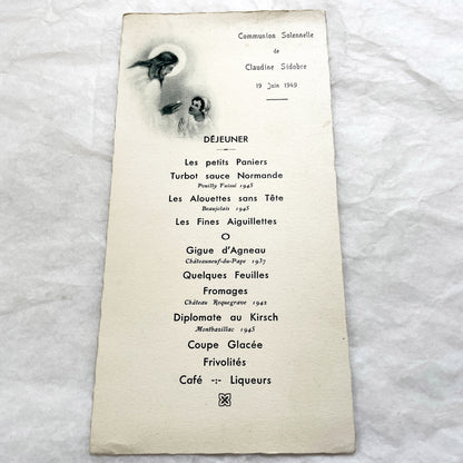 1940s - Two Original French Post-War Menus - Solemn Communion And Wedding - Historic Collectible Dinner Set - French Ephemera Decor